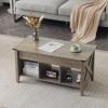 imageVINGLI Farmhouse Lift Top Coffee Table Rustic Grey with Storage ShelfHidden Compartment Mesa De Centro para SalaGrey