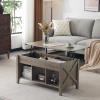 imageVINGLI Farmhouse Lift Top Coffee Table Rustic Grey with Storage ShelfHidden Compartment Mesa De Centro para SalaGrey