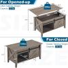 imageVINGLI Farmhouse Lift Top Coffee Table Rustic Grey with Storage ShelfHidden Compartment Mesa De Centro para SalaGrey