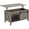 imageVINGLI Farmhouse Lift Top Coffee Table Rustic Grey with Storage ShelfHidden Compartment Mesa De Centro para SalaGrey