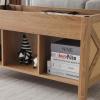 imageVINGLI Farmhouse Lift Top Coffee Table Rustic Grey with Storage ShelfHidden Compartment Mesa De Centro para SalaRattan Natural