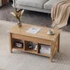 imageVINGLI Farmhouse Lift Top Coffee Table Rustic Grey with Storage ShelfHidden Compartment Mesa De Centro para SalaRattan Natural