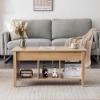 imageVINGLI Farmhouse Lift Top Coffee Table Rustic Grey with Storage ShelfHidden Compartment Mesa De Centro para SalaRattan Natural