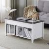 imageVINGLI Farmhouse Lift Top Coffee Table Rustic Grey with Storage ShelfHidden Compartment Mesa De Centro para SalaWhite Brown