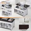 imageVINGLI Farmhouse Lift Top Coffee Table Rustic Grey with Storage ShelfHidden Compartment Mesa De Centro para SalaWhite Brown