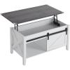 imageVINGLI Farmhouse Lift Top Coffee Table Rustic Grey with Storage ShelfHidden Compartment Mesa De Centro para SalaWhite Charcoal