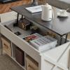 imageVINGLI Farmhouse Lift Top Coffee Table Rustic Grey with Storage ShelfHidden Compartment Mesa De Centro para SalaWhite Charcoal