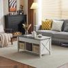 imageVINGLI Farmhouse Lift Top Coffee Table Rustic Grey with Storage ShelfHidden Compartment Mesa De Centro para SalaWhite Charcoal