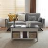 imageVINGLI Farmhouse Lift Top Coffee Table Rustic Grey with Storage ShelfHidden Compartment Mesa De Centro para SalaWhite Charcoal