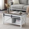 imageVINGLI Farmhouse Lift Top Coffee Table Rustic Grey with Storage ShelfHidden Compartment Mesa De Centro para SalaWhite Oak