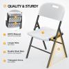 imageVINGLI Folding Chairs Heavy Duty Foldable Chair Portable HDPE Plastic Seat with Steel Frame for Indoor Outdoor Dinning Party Wedding School Use White 4 PackWhite
