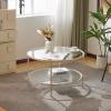 imageVINGLI Glass Coffee Table30quot Round Coffee Table Black Coffee Tables for Living Room 2Tier Clear Glass Top Side Table with Storage Simple ampamp Modern Center Table Mesa de Centro para SalaClearbeige