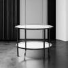 imageVINGLI Glass Coffee Table30quot Round Coffee Table Black Coffee Tables for Living Room 2Tier Clear Glass Top Side Table with Storage Simple ampamp Modern Center Table Mesa de Centro para SalaClearmatte Black