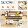imageVINGLI Glass Coffee Table30quot Round Coffee Table Black Coffee Tables for Living Room 2Tier Clear Glass Top Side Table with Storage Simple ampamp Modern Center Table Mesa de Centro para SalaClearoval Black