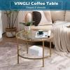 imageVINGLI Glass Coffee Table30quot Round Coffee Table Black Coffee Tables for Living Room 2Tier Clear Glass Top Side Table with Storage Simple ampamp Modern Center Table Mesa de Centro para SalaClearmatte Gold