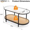 imageVINGLI Glass Coffee Table30quot Round Coffee Table Black Coffee Tables for Living Room 2Tier Clear Glass Top Side Table with Storage Simple ampamp Modern Center Table Mesa de Centro para SalaGlassoval Rattan Black