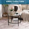 imageVINGLI Glass Coffee Table30quot Round Coffee Table Black Coffee Tables for Living Room 2Tier Clear Glass Top Side Table with Storage Simple ampamp Modern Center Table Mesa de Centro para SalaClearmatte Black