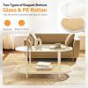 imageVINGLI Glass Coffee Table30quot Round Coffee Table Black Coffee Tables for Living Room 2Tier Clear Glass Top Side Table with Storage Simple ampamp Modern Center Table Mesa de Centro para SalaGlassoval Rattan White
