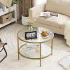 imageVINGLI Glass Coffee Table30quot Round Coffee Table Black Coffee Tables for Living Room 2Tier Clear Glass Top Side Table with Storage Simple ampamp Modern Center Table Mesa de Centro para SalaClearchampagne Gold