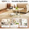 imageVINGLI Glass Coffee Table30quot Round Coffee Table Black Coffee Tables for Living Room 2Tier Clear Glass Top Side Table with Storage Simple ampamp Modern Center Table Mesa de Centro para SalaClearoval Beige