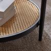 imageVINGLI Glass Coffee Table30quot Round Coffee Table Black Coffee Tables for Living Room 2Tier Clear Glass Top Side Table with Storage Simple ampamp Modern Center Table Mesa de Centro para SalaWaterwaveround Rattan Black