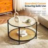 imageVINGLI Glass Coffee Table30quot Round Coffee Table Black Coffee Tables for Living Room 2Tier Clear Glass Top Side Table with Storage Simple ampamp Modern Center Table Mesa de Centro para SalaWaterwaveround Rattan Black