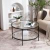 imageVINGLI Glass Coffee Table30quot Round Coffee Table Black Coffee Tables for Living Room 2Tier Clear Glass Top Side Table with Storage Simple ampamp Modern Center Table Mesa de Centro para SalaClearmatte Black