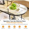 imageVINGLI Glass Coffee Table30quot Round Coffee Table Black Coffee Tables for Living Room 2Tier Clear Glass Top Side Table with Storage Simple ampamp Modern Center Table Mesa de Centro para SalaClearoval Black