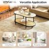 imageVINGLI Glass Coffee Table30quot Round Coffee Table Black Coffee Tables for Living Room 2Tier Clear Glass Top Side Table with Storage Simple ampamp Modern Center Table Mesa de Centro para SalaGlassoval Rattan Black
