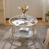 imageVINGLI Glass Coffee Table30quot Round Coffee Table Black Coffee Tables for Living Room 2Tier Clear Glass Top Side Table with Storage Simple ampamp Modern Center Table Mesa de Centro para SalaClearbeige