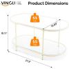 imageVINGLI Glass Coffee Table30quot Round Coffee Table Black Coffee Tables for Living Room 2Tier Clear Glass Top Side Table with Storage Simple ampamp Modern Center Table Mesa de Centro para SalaClearoval Beige