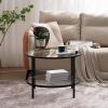 imageVINGLI Glass Coffee Table30quot Round Coffee Table Black Coffee Tables for Living Room 2Tier Clear Glass Top Side Table with Storage Simple ampamp Modern Center Table Mesa de Centro para SalaClearmatte Black