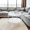imageVINGLI Glass Coffee Table30quot Round Coffee Table Black Coffee Tables for Living Room 2Tier Clear Glass Top Side Table with Storage Simple ampamp Modern Center Table Mesa de Centro para SalaWaterwavebeige
