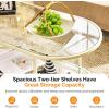 imageVINGLI Glass Coffee Table30quot Round Coffee Table Black Coffee Tables for Living Room 2Tier Clear Glass Top Side Table with Storage Simple ampamp Modern Center Table Mesa de Centro para SalaClearoval Beige