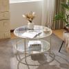 imageVINGLI Glass Coffee Table30quot Round Coffee Table Black Coffee Tables for Living Room 2Tier Clear Glass Top Side Table with Storage Simple ampamp Modern Center Table Mesa de Centro para SalaClearbeige