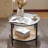 imageVINGLI Glass Coffee Table30quot Round Coffee Table Black Coffee Tables for Living Room 2Tier Clear Glass Top Side Table with Storage Simple ampamp Modern Center Table Mesa de Centro para SalaWaterwaveround Rattan Black