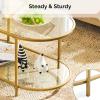 imageVINGLI Glass Coffee Table30quot Round Coffee Table Black Coffee Tables for Living Room 2Tier Clear Glass Top Side Table with Storage Simple ampamp Modern Center Table Mesa de Centro para SalaClearoval Gold