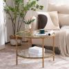 imageVINGLI Glass Coffee Table30quot Round Coffee Table Black Coffee Tables for Living Room 2Tier Clear Glass Top Side Table with Storage Simple ampamp Modern Center Table Mesa de Centro para SalaClearmatte Gold
