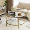 imageVINGLI Glass Coffee Table30quot Round Coffee Table Black Coffee Tables for Living Room 2Tier Clear Glass Top Side Table with Storage Simple ampamp Modern Center Table Mesa de Centro para SalaClearchampagne Gold