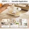 imageVINGLI Glass Coffee Table30quot Round Coffee Table Black Coffee Tables for Living Room 2Tier Clear Glass Top Side Table with Storage Simple ampamp Modern Center Table Mesa de Centro para SalaGlassoval Rattan White