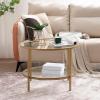 imageVINGLI Glass Coffee Table30quot Round Coffee Table Black Coffee Tables for Living Room 2Tier Clear Glass Top Side Table with Storage Simple ampamp Modern Center Table Mesa de Centro para SalaClearmatte Gold