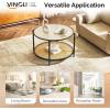 imageVINGLI Glass Coffee Table30quot Round Coffee Table Black Coffee Tables for Living Room 2Tier Clear Glass Top Side Table with Storage Simple ampamp Modern Center Table Mesa de Centro para SalaWaterwaveround Rattan Black