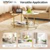 imageVINGLI Glass Coffee Table30quot Round Coffee Table Black Coffee Tables for Living Room 2Tier Clear Glass Top Side Table with Storage Simple ampamp Modern Center Table Mesa de Centro para SalaClearoval Gold