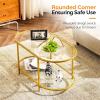 imageVINGLI Glass Coffee Table30quot Round Coffee Table Black Coffee Tables for Living Room 2Tier Clear Glass Top Side Table with Storage Simple ampamp Modern Center Table Mesa de Centro para SalaClearoval Bright Gold