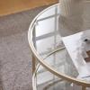 imageVINGLI Glass Coffee Table30quot Round Coffee Table Black Coffee Tables for Living Room 2Tier Clear Glass Top Side Table with Storage Simple ampamp Modern Center Table Mesa de Centro para SalaClearbeige