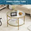 imageVINGLI Glass Coffee Table30quot Round Coffee Table Black Coffee Tables for Living Room 2Tier Clear Glass Top Side Table with Storage Simple ampamp Modern Center Table Mesa de Centro para SalaClearchampagne Gold