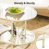 imageVINGLI Glass Coffee Table30quot Round Coffee Table Black Coffee Tables for Living Room 2Tier Clear Glass Top Side Table with Storage Simple ampamp Modern Center Table Mesa de Centro para SalaClearoval Beige