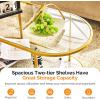 imageVINGLI Glass Coffee Table30quot Round Coffee Table Black Coffee Tables for Living Room 2Tier Clear Glass Top Side Table with Storage Simple ampamp Modern Center Table Mesa de Centro para SalaClearoval Bright Gold