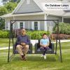 imageVINGLI Heavy Duty 800 LBS Wicker Hanging Porch Swing with Cushions ampamp Chains 4FT Outdoor Rattan Swing Bench for Garden Yard Lawn BlackBlueBlack