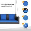 imageVINGLI Heavy Duty 800 LBS Wicker Hanging Porch Swing with Cushions ampamp Chains 4FT Outdoor Rattan Swing Bench for Garden Yard Lawn BlackBlueBlack